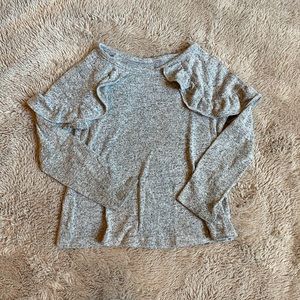 Cat & Jack Gray Ruffle Long Sleeve Top